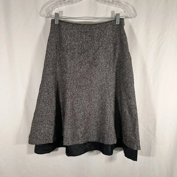 Talbots Midi Skirt Women's 6 Petite Grey Wool Silk Blend Side Zip Pull On - Picture 1 of 7